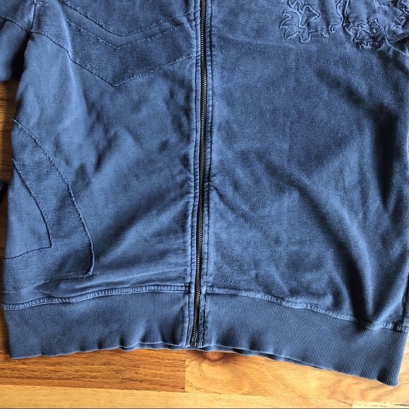 EXPRESS Zip Up Sweatshirt Gray Vintage Style L - Picture 5 of 7